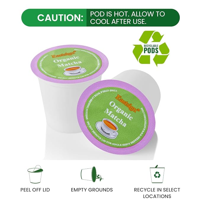 Eastsign Organic Matcha Green Tea K Cups for Keurig, 16 Count Matcha Tea Pods, Matcha Latte K Cups, Smooth Single-Serve Green Tea Pods for Hot or Iced Drinks