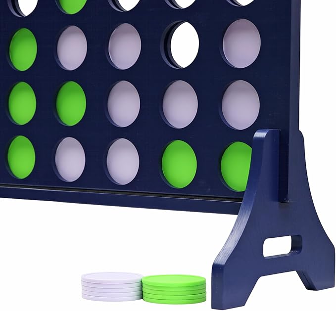 Tailgating Pros Premium Navy Giant Four in a Row with Carrying Case - Jumbo Oversized Outdoor Yard Game - Connect Multiple Pucks in a Row to Win - Many Puck Colors Available!