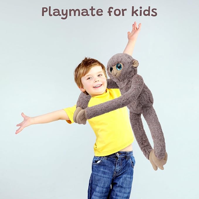 Hanging Monkey Stuffed Animal Stuffed Long Arm Monkey Plush Toy for Kids Grandchildren Friends Family Gray 17 inch