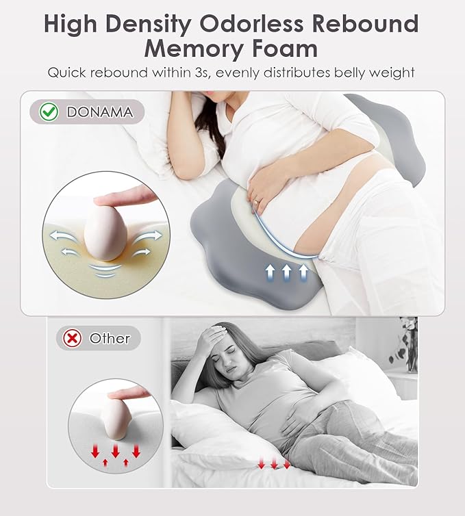 Memory Foam Pregnancy Pillows for Sleeping, Maternity Pillow Support for Back Belly HIPS, Adjustable Travel Wedge Pillow for Pregnant Women, Side Spleeping Pregnant Pillows with Cooling Pillowcase