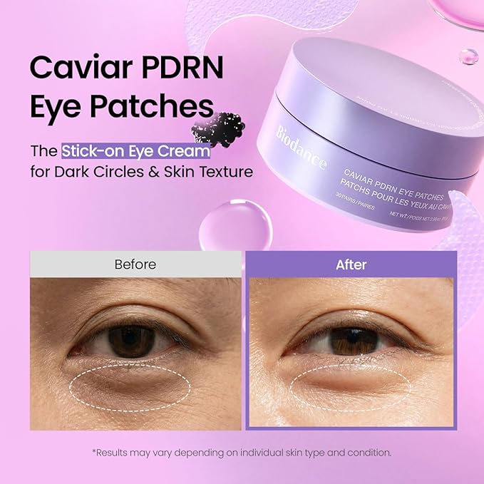 BIODANCE Caviar PDRN Eye Patches, Under Eye Patches for Dark Circles, Depuffing Brightening Eye Masks for Puffy Eyes, Tired Eyes, Deep Nourishing (60 Count)