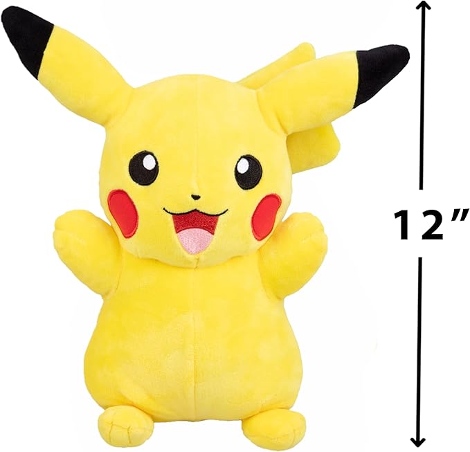Pokemon 12" Large Pikachu Plush - Officially Licensed - Generation One Figure - Authentic Soft Stuffed Animal Toy - Easter Basket Stuffer Gift for Kids, Boys, Girls - 2+