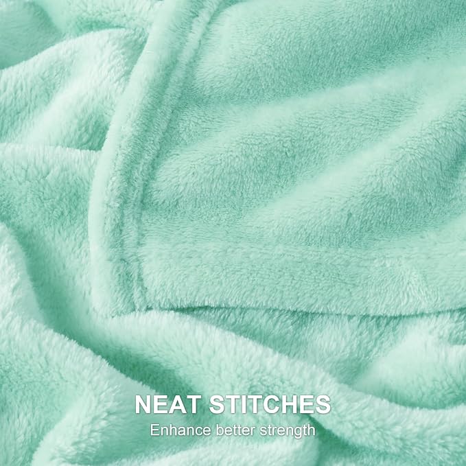 Hansleep Full Mint Green Fleece Blanket, Soft Flannel Bed Blanket | Fuzzy Cozy Blanket 84x90 Inches, Multi-use for Bed, Sofa, Couch, Travel, Camping, All Season Warm Lightweight Cover