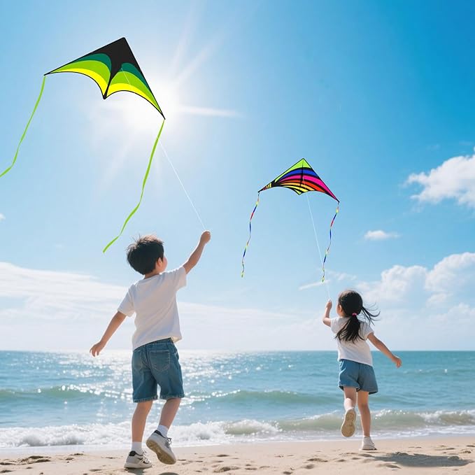 Kites for Kids and Adults, Easy to Fly for Beach, Single Line Kite Set for Beginners