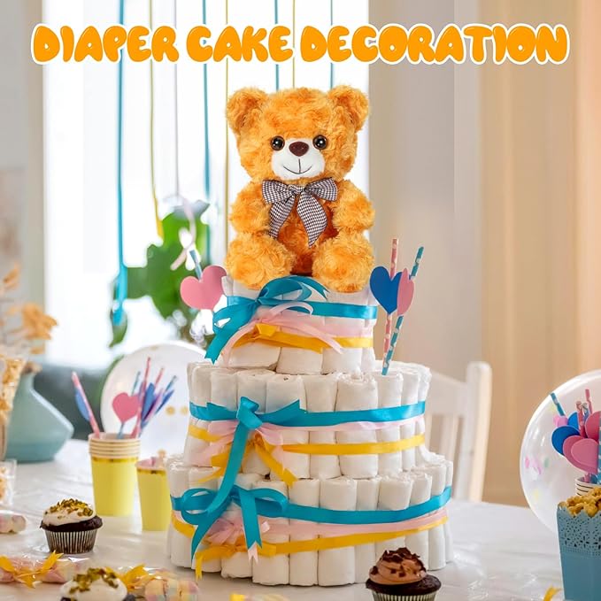 Teddy Bear Stuffed Animal, Bright Yellow Bear Plush Toy for Boys Girls Kids 3+, 8″ Soft Bear Gifts for Preschool Toddlers, Teddy Bear Baby Shower Decorations, Birthday Xmas Gift