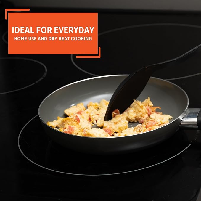 IMUSA 8 Inch Chef Cera Aluminum Ceramic Fry Pan, Gray | Cool-Touch Handle, Sautéing, Stir-Frying, Searing Eggs, Healthy Nonstick Cookware, Compatible with Electric Coil