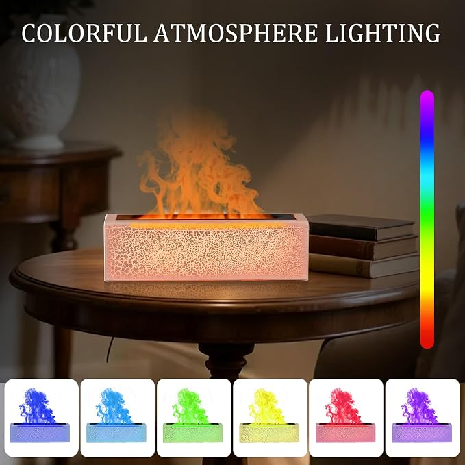 150ml Flame Essential Oil Diffuser Ultrasonic Cool Mist Humidifier | 7 color LED lights, 3 timing settings & waterless auto shutoff; ideal aromatherapy decor for bedroom, office & yoga room