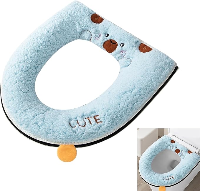 Cartoon Toilet Seat Cover, Plush Warm Soft Easy Installation Easy Winter Toilet Seat Cover for Home Bathroom