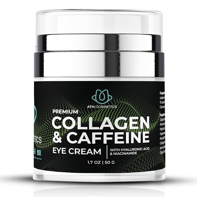 Caffeine Eye Cream, Collagen Eye Cream for all skin types, For Wrinkles & Dark Circles, and Puffiness, Infused with Hyaluronic Acid & Niacinamide, 1.7 OZ / 50 G