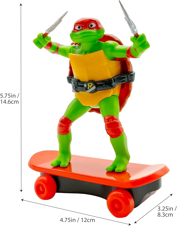 Teenage Mutant Ninja Turtles Toy, Raphael Sewer Shredder Pullback Skateboard, Mutant Mayhem TMNT Ninja Turtle Figure, Ages 3+