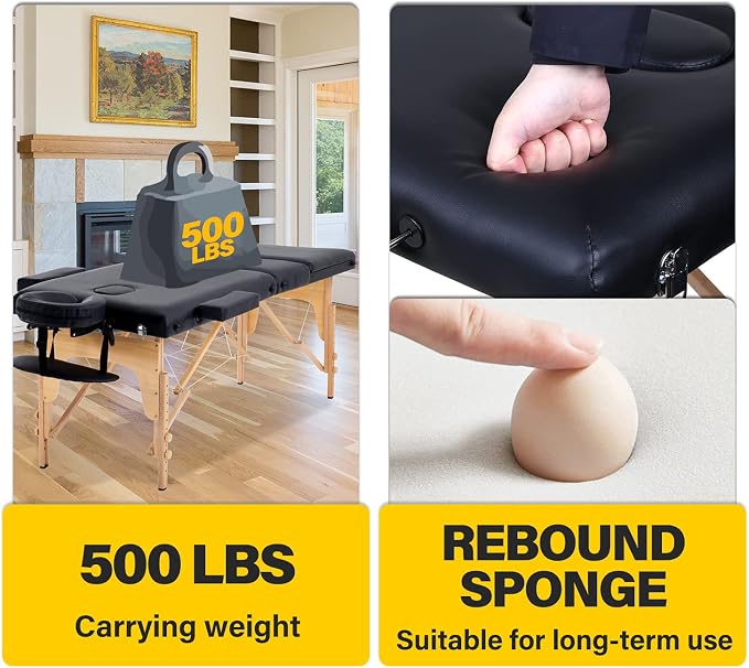 BestMassage Massage Bed Portable Massage Table 24 inch Wide Lash Bed Height Adjustable 3 Folding Spa Table with Non-Woven Bag for Spa Footmassage Facial CareSpa Tattoo