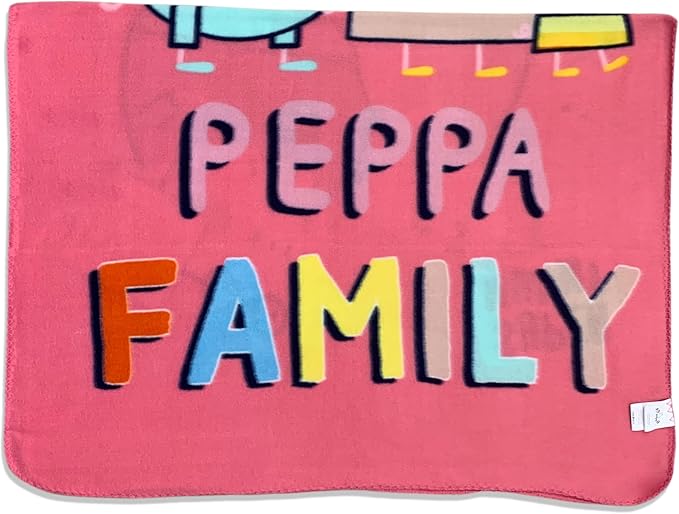 Girls Pink Fleece Soft and Cozy Throw Blanket (40" x 60) (Peppa Family)