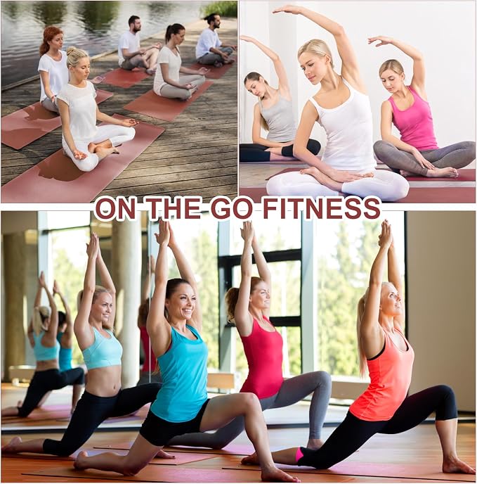 3 mm Thin Yoga Mats Bulk, Lightweight PVC Exercise Mats Non Slip Workout Fitness Pads for Yoga Pilates Stretching Classes Gym Home Studio, Easy to Clean