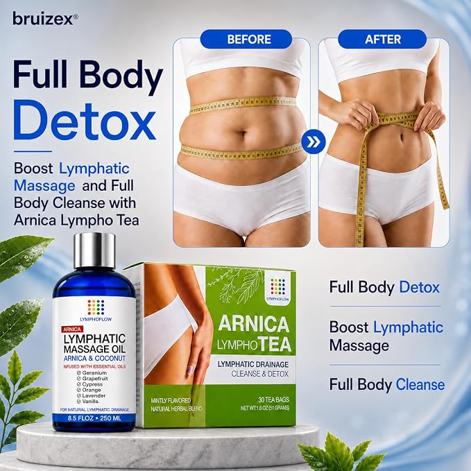 Lymphatic Drainage Massage Oil for Massage Therapy - Arnica Oil & Coconut for Post Surgery Recovery & Lymphatic Drainage Massager, Liposuction, 360 Lipo, BBL, Tummy Tuck Procedure,Moisturizing -8.5 Oz
