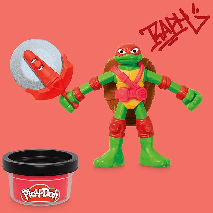 PLAY-DOH Teenage Mutant Ninja Turtles Cowabunga Creations Bendy 4 Inch Action Figures Set, Kids Arts & Crafts, TMNT Toys for Boys & Girls 4+