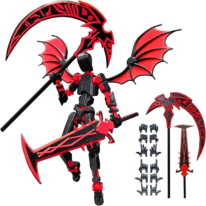 Assembled T13 Robot Action Figure Set, Dummy 13, 3D Printed Lucky 13 Titan, for Collectors Desktop Decorations, Red