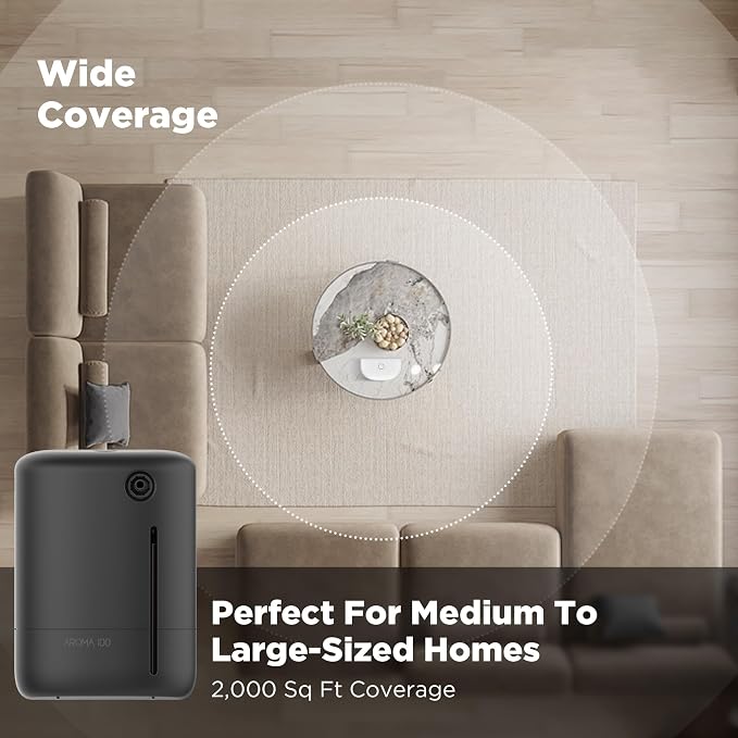 Waterless Essential Oil Aromatherapy Diffuser - Hotel Scent Diffuser Machine for Home - Cold Air Diffuser Machine for Large Room - App Control - Studio Scent Diffuser - Office Fragrance - Black