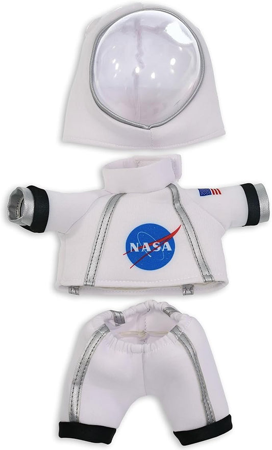 DolliBu Astronaut Dress Up Set for Teddy Bear Plush Toy - Astronaut Stuffed Animal Costume Outfit with Jacket, Helmet with Holes, and Pants, Create NASA Space Toys for Kids with Dress Up Set - Small
