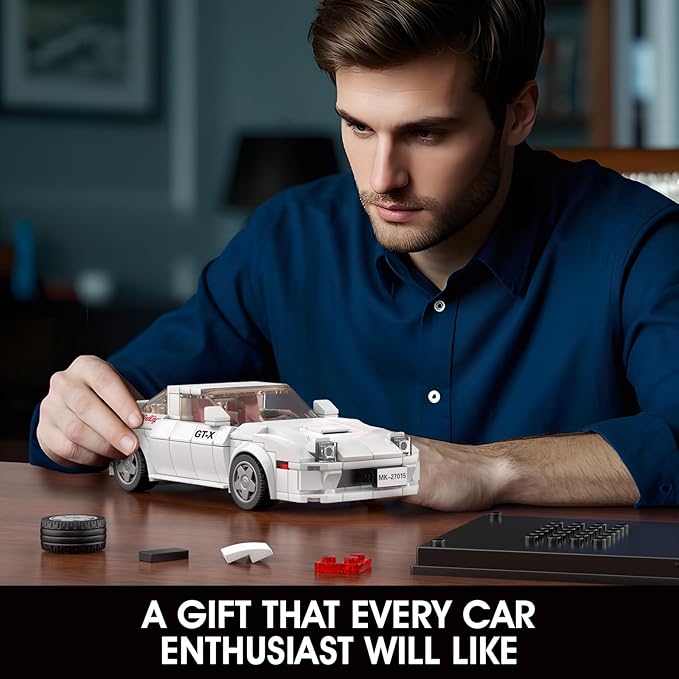 Mould King Speed Champion RX-7 Initial D Building Set & Display Case, 27015 Cars Model Kits Gifts for Teens/Adults, Creative for Teens Age 14+ (369Pcs)