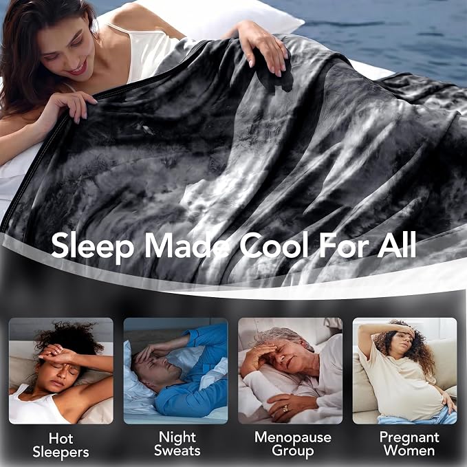 Cooling Blanket Twin 60"x80" for Hot Sleepers | Cold Summer Soft Blanket for Bed Couch and Travel Absorbs Heat Q-Max>0.35 Cool Lightweight Throw for Night Sweats Menopause