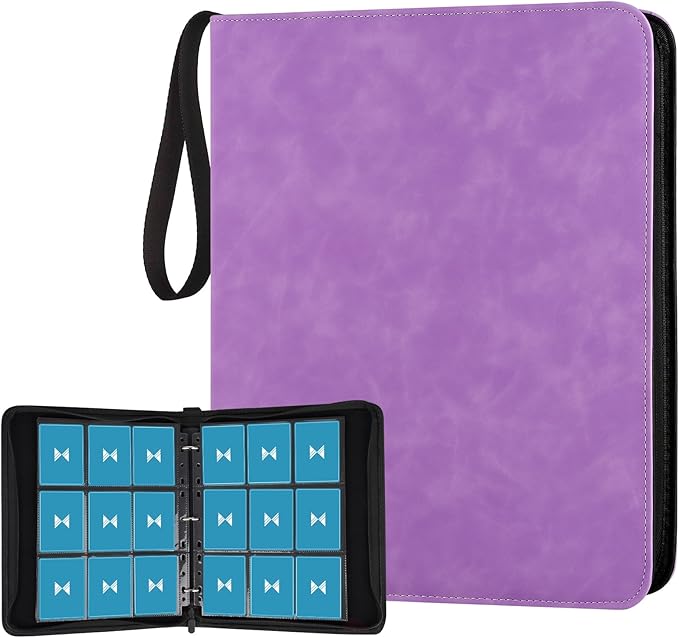 GERMUN 720 Card Binder, Premium Trading Card Binder, 9 Pocket Double Sided Pocket PU Card Collection Binder, Collector Card Album, Card Folder for MTG, TCG, Sports Cards, Game Cards (Light Purple)