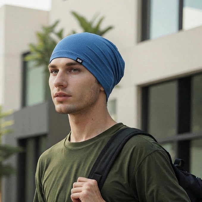 QINGLONGLIN Cooling Skull Cap Sweat Wicking Breathable for Men Women 3 Pack | Lightweight Quick Dry Beanie & Helmet Liner, Stretch Non-Slip Fit Under Hard Hat, Construction Gym Cycling Running Workout