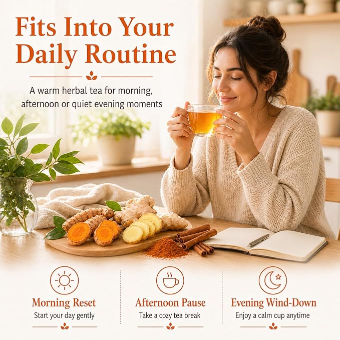 AIGGGO Turmeric Ginger Cinnamon Tea Bags, Digestive Support, 60 Count | 100% natural turmeric, ginger and cinnamon blend for digestive and immune support, no sugar, vegan and gluten-free