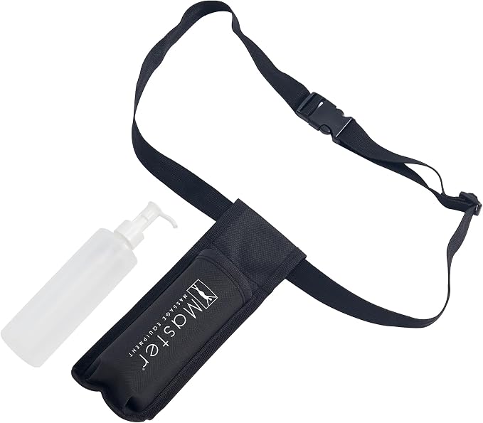 Master Massage Single Bottle Massage Oil Holster Case Bag-Adjustable and Heat-Resistant Bottle Cream & Lotion Single Holster Bag Kit– Incl. One 8 Oz Refillable Pump Dispenser