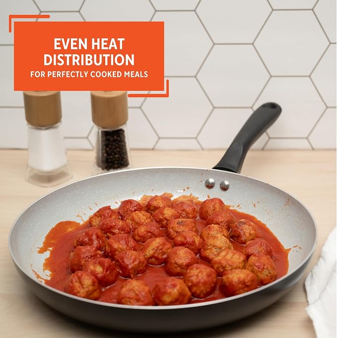 IMUSA 12 Inch Premier Cera Aluminum Speckled Gray Ceramic Fry Pan | Ideal for Pan Frying