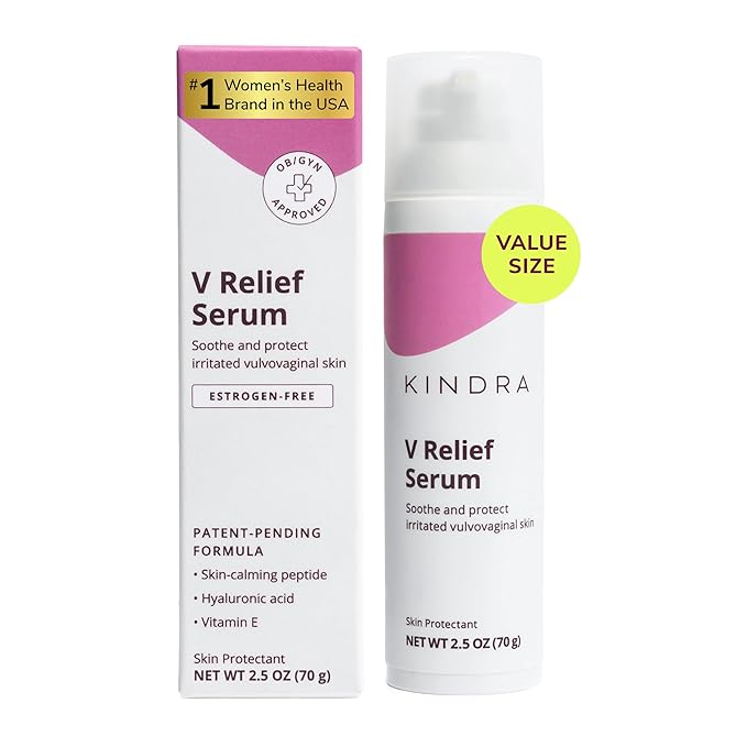 Kindra V Serum XL Vaginal Moisturizer - OBGYN Recommended For Itching, Burning, Thinning, Odor Support with Hyaluronic Acid, Estrogen-Free, pH-Balanced - 60 Applications