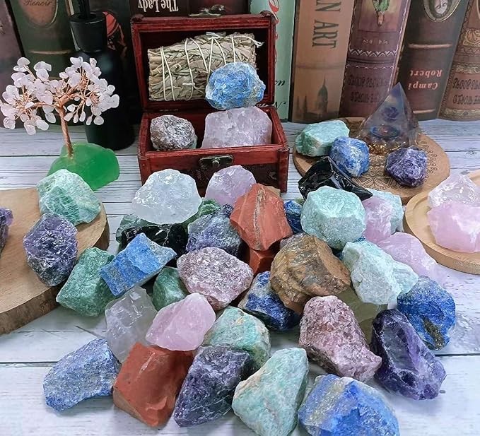 LAIDANLA 1lb 2" Amazonite Natural Rough Stones Crystal Large Raw Crystals Bulk Healing Gemstones for Reiki Healing Tumbling Fountain Rocks Wire Wrapping Decoration Cabbing Lapidary