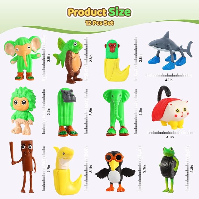 Italian Brainrot Figures Blind Box,Tralalero Tralala,Tung Tung Tung Sahur, Mystery Box, (12Pcs)