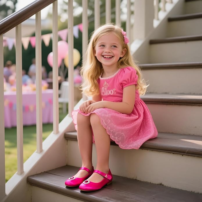 THEE BRON Mary Jane Ballet Flats - Girls' Dress Shoes with Hook & Loop Closure