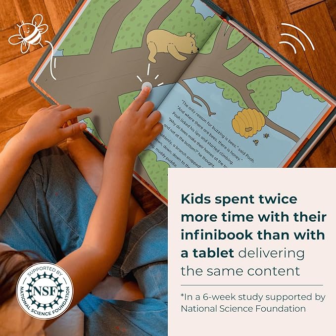 Cali’s Books Winnie-The-Pooh infinibook Reader + Booklet | Storytelling Toy & Audio Book for Kids | Recordable Read-Aloud & Games | Screen-Free Educational Gift for Ages 3-7