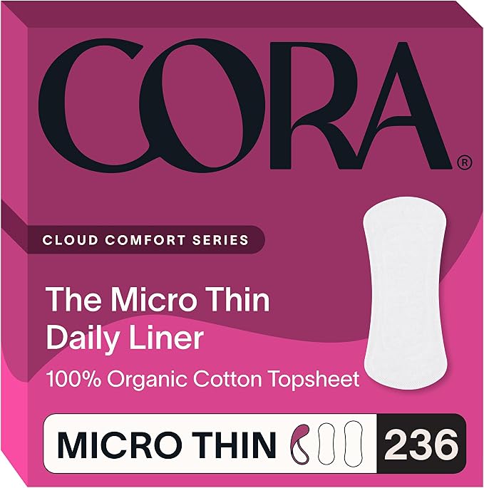 Cora 100% Organic Cotton Topsheet Period Liners (236 Micro Thin Liners)