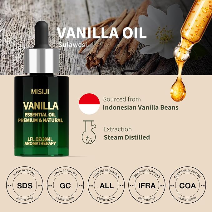 Hand Picking Vanilla Essential Oils-Essential Oils for Diffuser for Home,Diffuser Oils Scents for Aromatherapy,Laundry,Candle&Soap Making,Humidifiers 1 FL.OZ