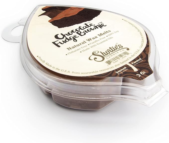 Shortie's Candle Company Chocolate Fudge Brownie Natural Soy Wax Melts - 1 Highly Scented 3 Oz. Bar - Made with 100% Soy and Essential Fragrance Oils - Phthalate & Paraffin Free, Vegan, Non-Toxic