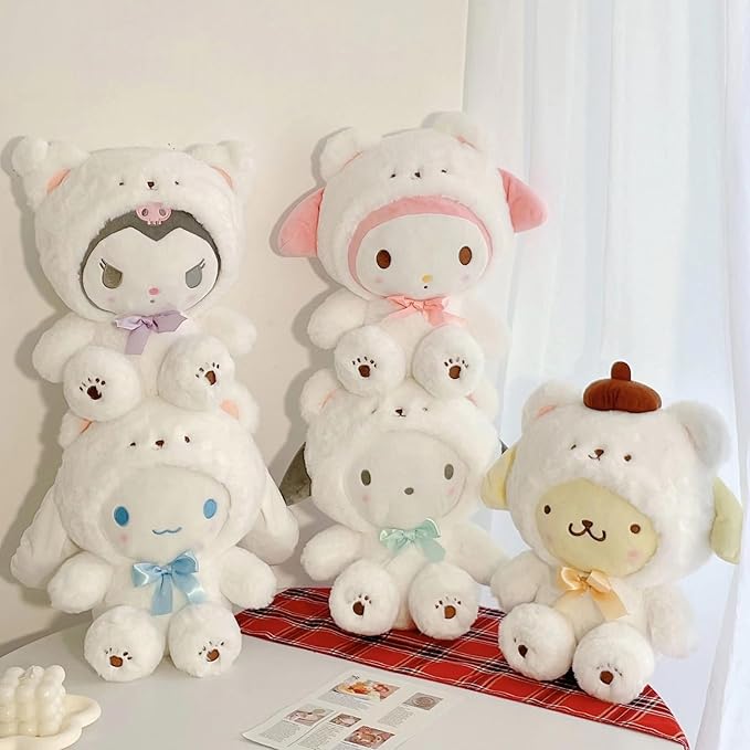 Kawaii Cartoon White Bear Cross-Dressing Series Plush,Soft Plush Doll Cute Soft Toys, Plush Pillow Stuffed Animals Toy Birthday Gifts for Girls Kids ((White Bear-8in)