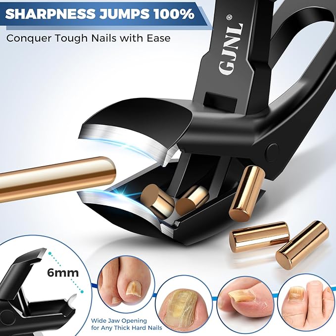 Toenail Clippers for Seniors Thick Toenails, 2026 Upgrade Angled Nail Clipper for Seniors, Toe Nail Clippers for Men with Wide Jaw Opening, Sharp Heavy Duty Fingernail Clipper Cutter with Catcher