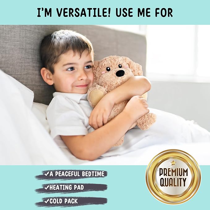 Golden Retriever Dog Microwavable & Weighted Puppy Stuffed Animals- 1.5 Lbs Unscented Doodle Heating Pad for Warmth, Period Cramps & Anxiety, Cute Dog Plushie Toy Gifts for Women Girls & Kids