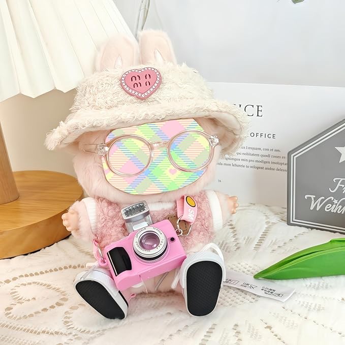 Clothes Set for Dolls Accessoriess (No Doll), Cute Kawaii Outfit Set 5 Pieces for 15cm 17cm Doll, Dress Up Doll Clothing Set Replacement with Hat Glasses Sweater Shoes