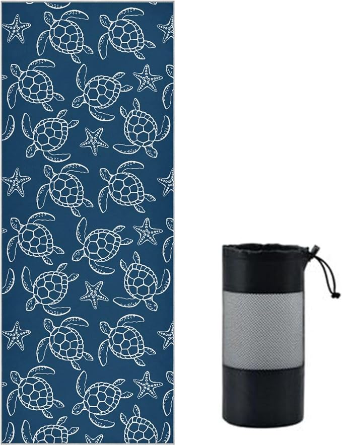 Non Slip Yoga Towel 73 x 27 in Sea Turtle Sweat Absorbent Yoga Mat Towel for Hot Yoga, Pilates and Workout