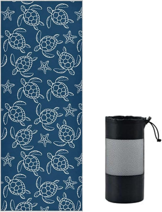 Non Slip Yoga Towel 73 x 27 in Sea Turtle Sweat Absorbent Yoga Mat Towel for Hot Yoga, Pilates and Workout