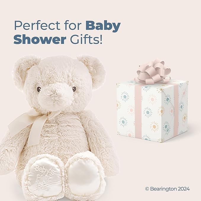 Bearington Baby's First Teddy Bear Plush, Creamy White, 12 Inch Creamy White Stuffed Animal