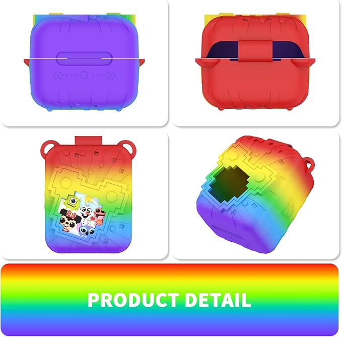 Soft Silicone Case for Bitzee Disney Interactive Toy Digital Pet, Shockproof and Protective Carrying Case for Bitzee Disney Virtual Electronic Pets with Lanyard for Kids (Rainbow)
