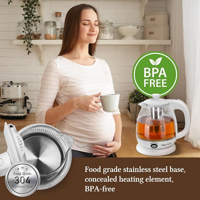 Taylor Swoden Electric Kettle With Tea Infuser, 1L Small Electric Kettle With Keep Warm, LED Light Hot Water Boiler & Heater For Coffee & Tea, Auto Shut-Off & Boil Dry Protection, Bpa Free, White