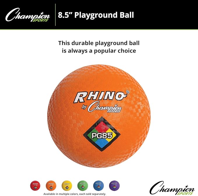 Champion Sports Playground Balls – Single Balls & Sets, Multiple Colors, Durable Nylon-Wound Construction for Kickball & Indoor/Outdoor Play