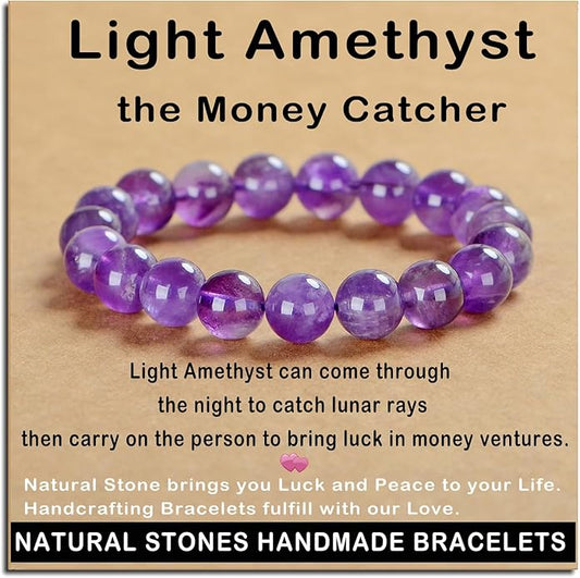 AD Beads Handmade Gemstone Stretch Elastic Bracelet Crystal Healing Reiki Nature's Beauty and Spiritual Essence Unisex