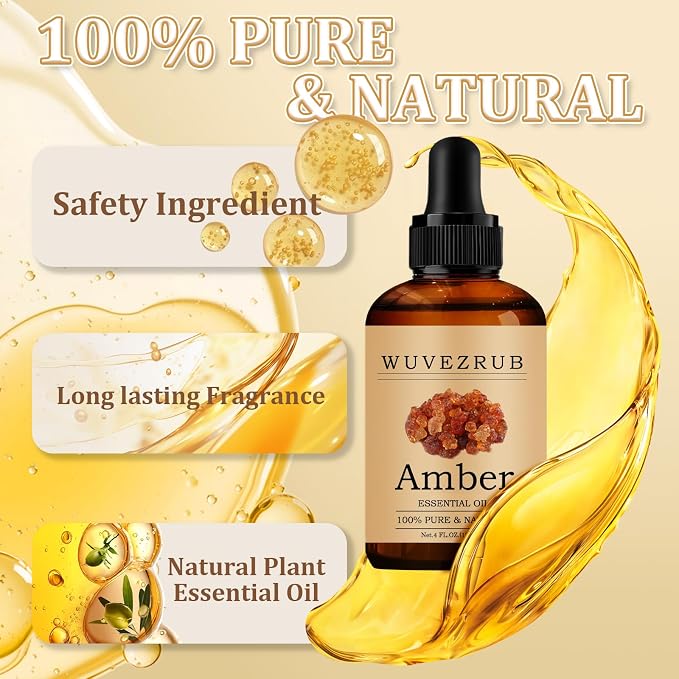 Amber Essential Oil 120ML - 100% Pure and Natural Oils for Aromatherapy Diffuser - 4 Fl Oz/Amber