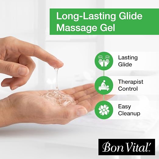 Bon Vital' Naturale Massage Gel, 1 Gallon, Hypoallergenic & Paraben-Free, Natural Massage Lotion Alternative with Botanical Extracts, Lightweight & Non-Greasy Formula, for Sensitive Skin